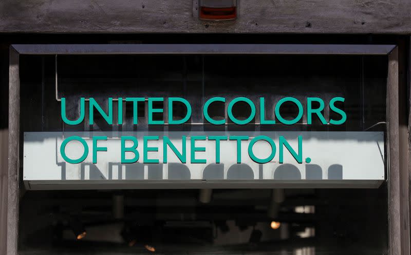 FILE PHOTO: A logo of United Colors of Benetton is seen in front of a store in Rome