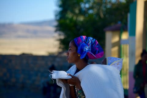 A mother and daughter attend church, Tigray - Credit: Hattie Lamb