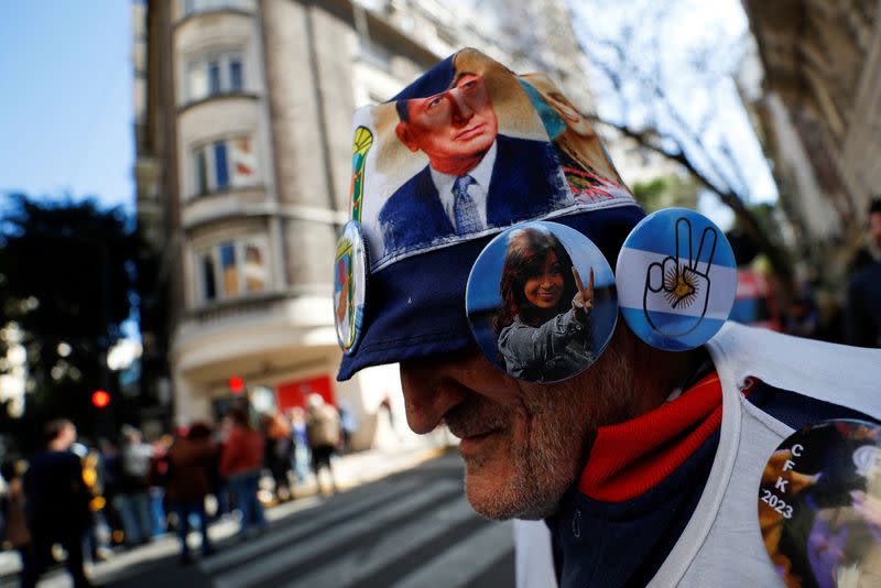 A man stands outside Argentine Vice President Cristina Fernandez's house, in Buenos Aires