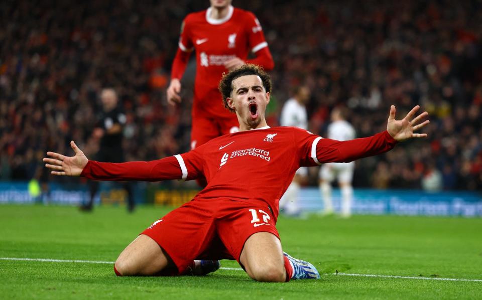 Jones is a happy chap as he celebrates his second and Liverpool's fifth