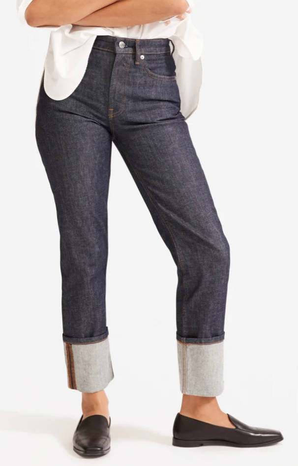 Everlane Super-Straight Jean in Cuffed Dark Indigo