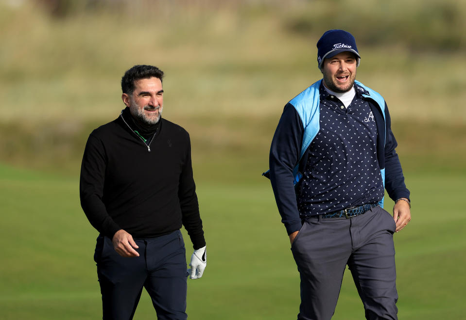 Yasir Al-Rumayyan and Peter Uihlein at the 2023 Alfred Dunhill Links Championship at Carnoustie in Scotland. (Photo: David Cannon/Getty Images)
