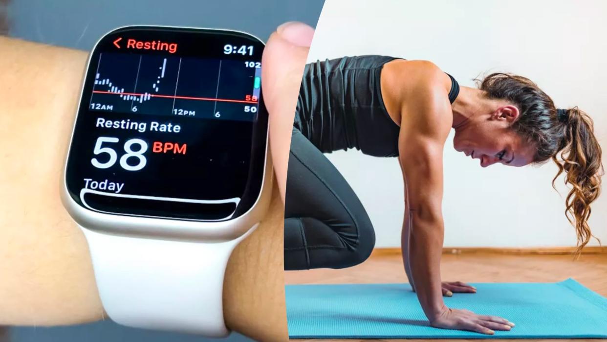  Apple Watch and woman doing HIIT workout 