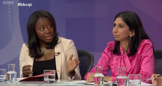 Suella Braverman was heavily criticised over the cost of living crisis on Thursday's Question Time (Photo: BBC Question Time)