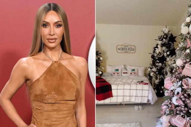 Kim Kardashian Shows Off Over-the-Top Holiday Decorations in Kid's Bedroom  — with Six Christmas Trees