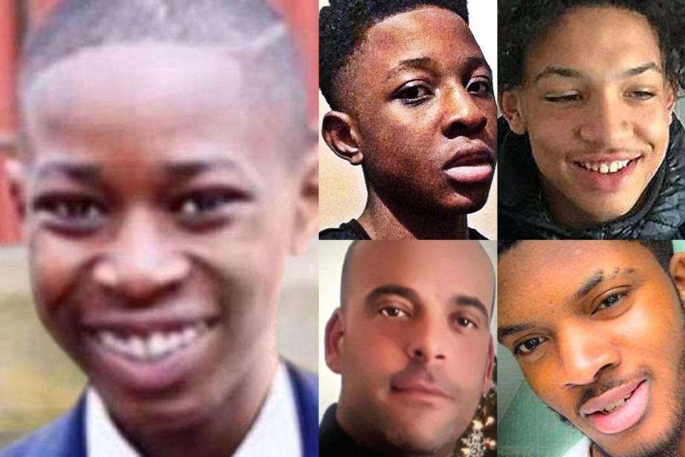 Five killed in week of bloodshed: (Clockwise from left) John Ogunjobi, 16, Malcolm Mide-Madariola, Jay Hughes, Ayodeji Habeeb Azeez, and Rocky Djelal