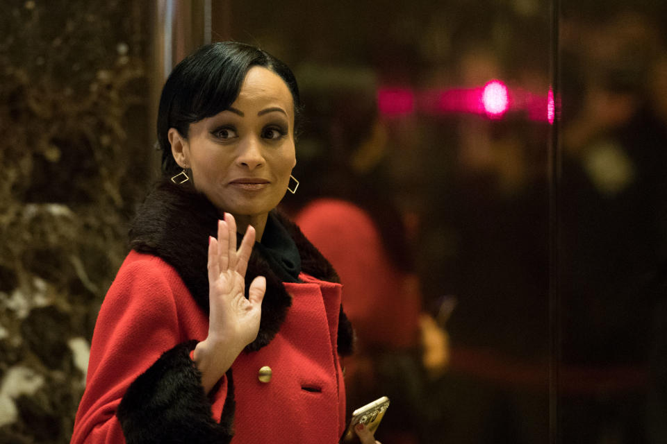 Republican political consultant Katrina Pierson arrives at Trump Tower, December 14, 2016 in New York City. (Drew Angerer/Getty Images)