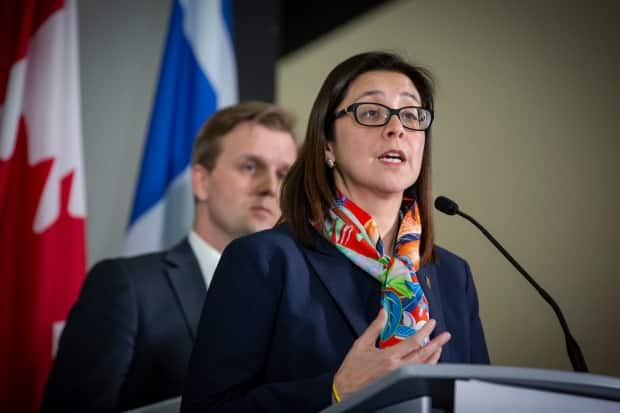 Toronto Chief Medical Officer of Health Dr. Eileen de Villa during a COVID-19 announcement at city hall. (Evan Mitsui/CBC - image credit)