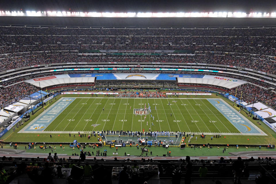 A year after turf problems forced a game to be moved, Estadio Azteca still doesn't look ready for NFL football. (Kirby Lee-USA Today)