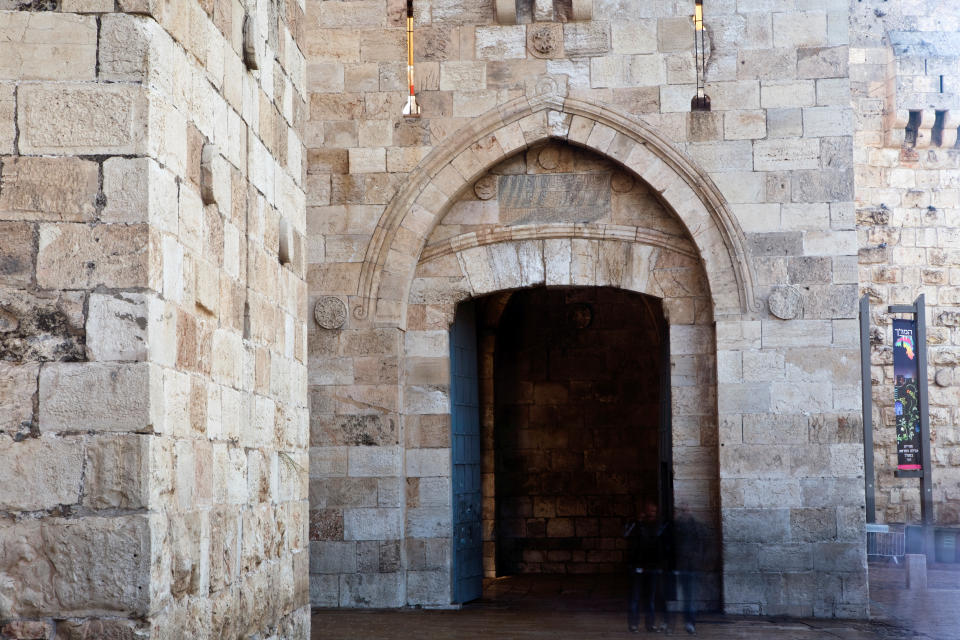 A picture taken with a long exposure shows Jaffa Gate in Jerusalem's Old City. (Photo: Nir Elias/Reuters)