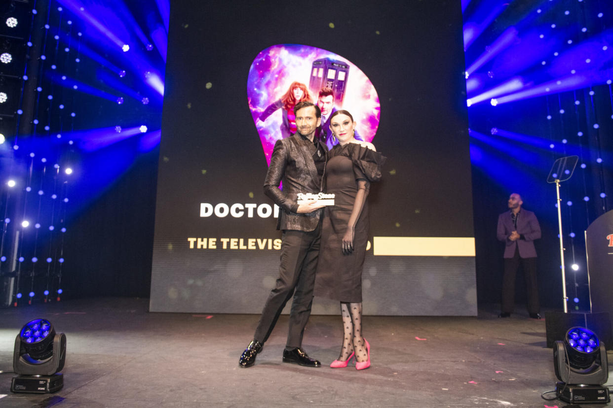 David Tennant accepts the TV Award from Juno Dawson (Picture: Aaron Parsons)