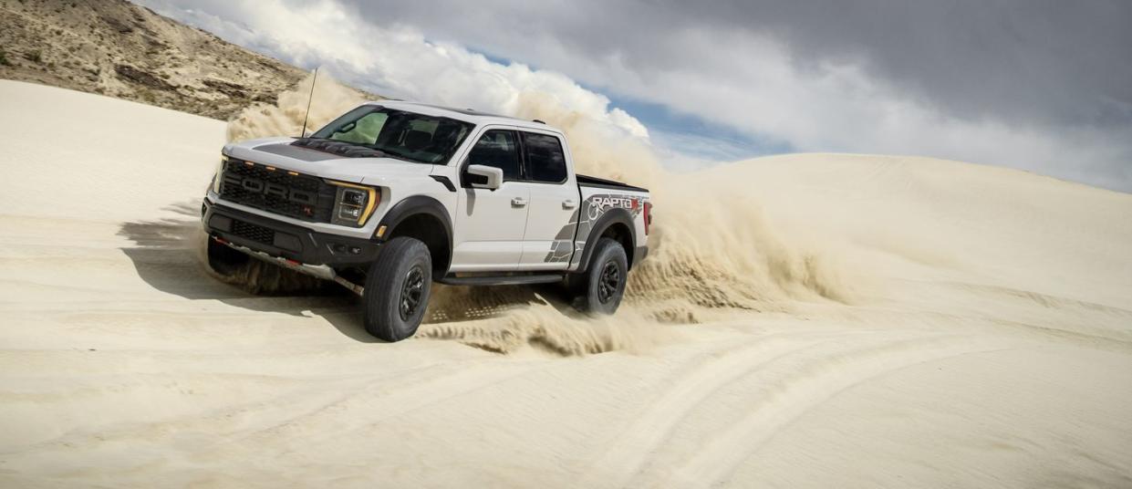 preproduction model with optional equipment shown available late 2022professional driver on a closed course always consult the raptor supplement to the owner’s manual before off road driving, know your terrain and trail difficulty, and use appropriate safety gear