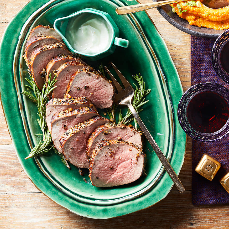 Garlic-Rosemary Roast Beef with Horseradish Sauce