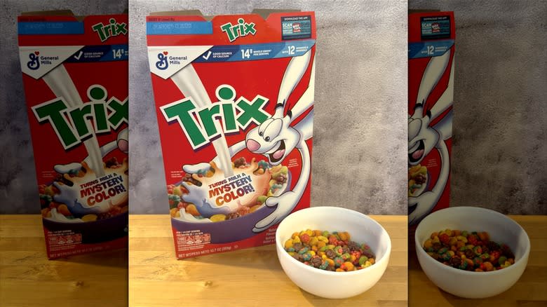 Bowl of Trix cereal