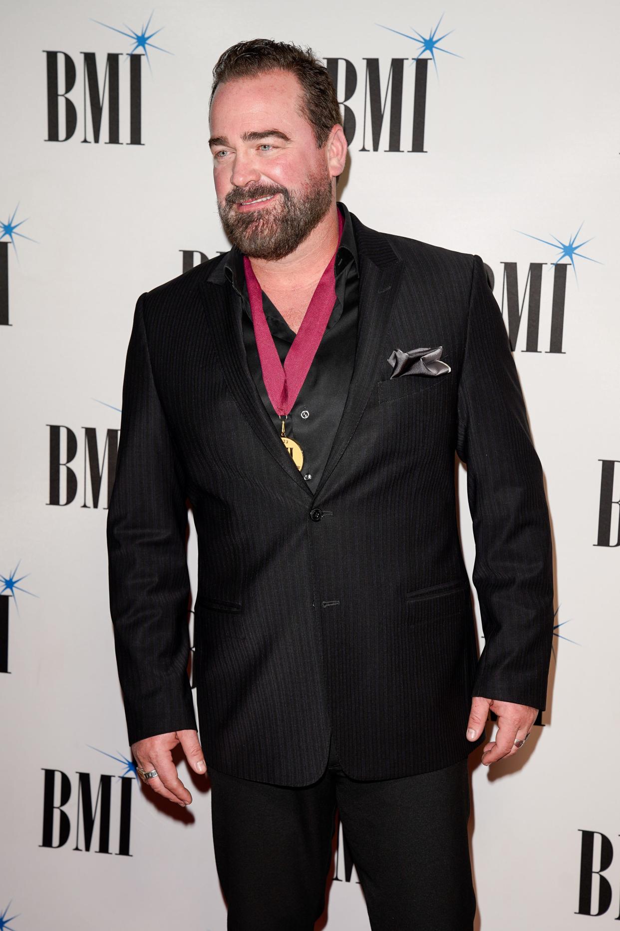 Lee Brice walks the red carpet during the 71st annual BMI Country Awards in Nashville, Tenn., Tuesday, Nov. 7, 2023.