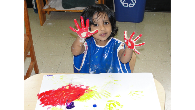 Finger painting fun at Trinity United Methodist Preschool, which is celebrating its 50th anniversary on Saturday, April 27, 2024.