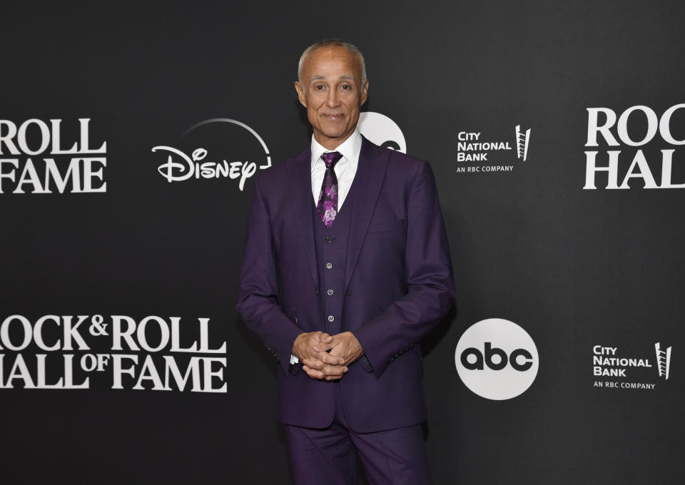 Andrew Ridgeley arrives at the Rock & Roll Hall of Fame Induction Ceremony on Friday, Nov. 3, 2023, at Barclays Center in New York. (Photo by Evan Agostini/Invision/AP)