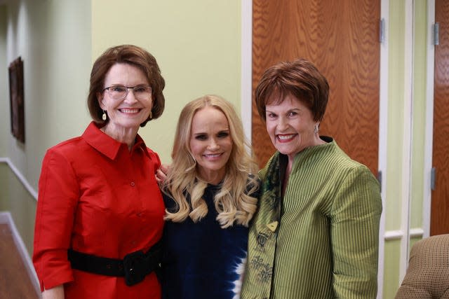 Jane Jayroe Gamble, Kristin Chenoweth and Mo Anderson pose for a picture during an Esther Women's event at St. Luke's United Methodist Church, 222 NW 15.