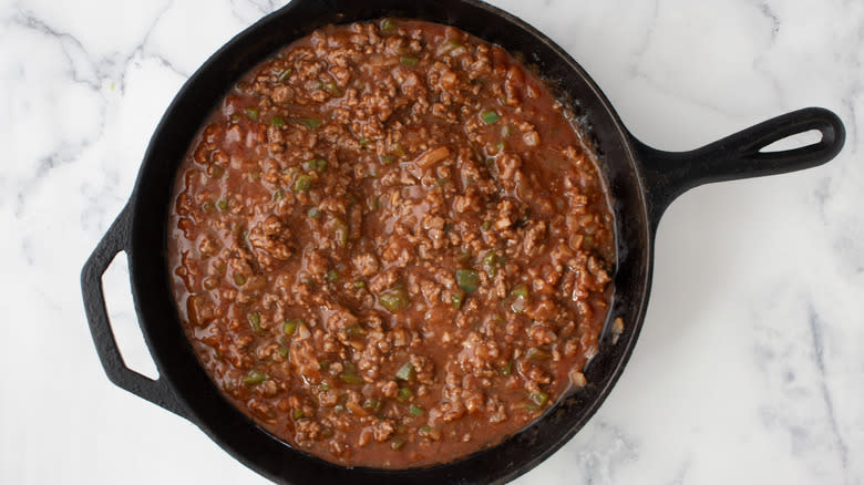 saucy beef in skillet