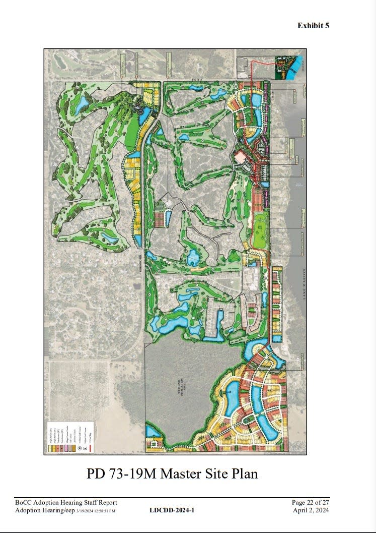 Grenelefe master plan showing existing resort and proposed site on undeveloped land to the south.