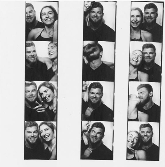 The lovebirds both shared photo-booth selfies of themselves to announce the good news. Source: Instagram/notanotherfitnessblogger