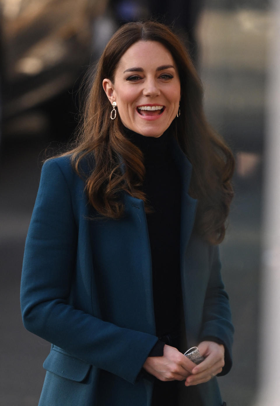 Kate Middleton porte des boucles d'oreilles Accessorize, à son arrivée au Foundling Museum, le 19 janvier