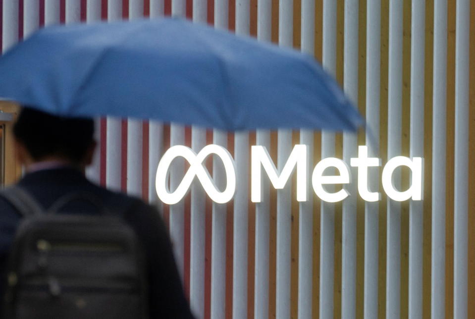 The logo of Meta Platforms is seen in Davos, Switzerland, May 22, 2022. Picture taken May 22, 2022.   REUTERS/Arnd Wiegmann