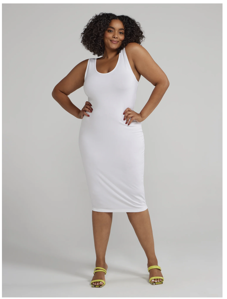 <p><a href="https://www.fashiontofigure.com/products/plus-size-ftf-signature-sleeveless-everyday-midi-dress?variant=42324573749437&color=white%2520-%2520white" rel="nofollow noopener" target="_blank" data-ylk="slk:Shop Now;elm:context_link;itc:0;sec:content-canvas" class="link ">Shop Now</a></p><p>Signature Sleeveless Everyday Midi Dress</p><p>fashiontofigure.com</p><p>$7.99</p>