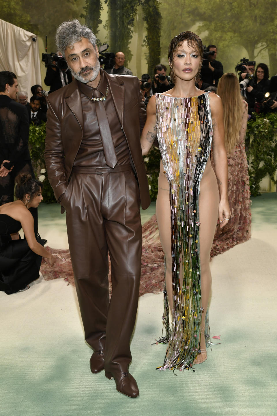 Taika Waititi, left, and Rita Ora attend The Metropolitan Museum of Art's Costume Institute benefit gala celebrating the opening of the "Sleeping Beauties: Reawakening Fashion" exhibition on Monday, May 6, 2024, in New York. (Photo by Evan Agostini/Invision/AP)