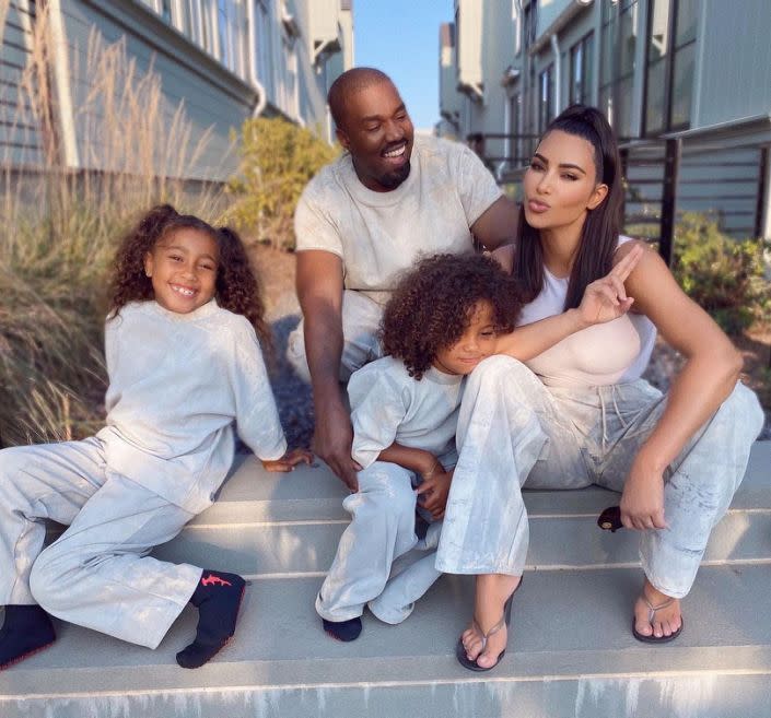 Kim Kardashian Kanye West and children as divorce confirmed