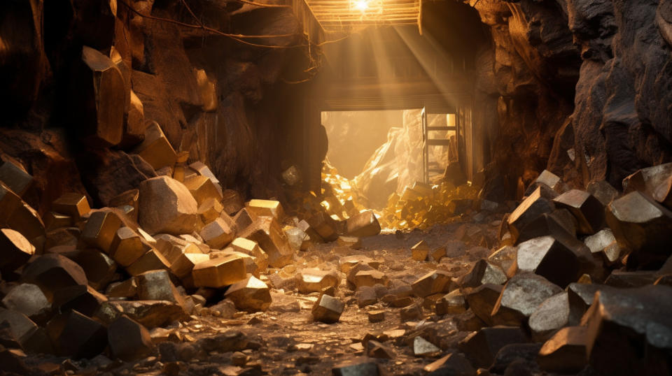 A mine entrance, showcasing the precious metals and minerals that this company produces.