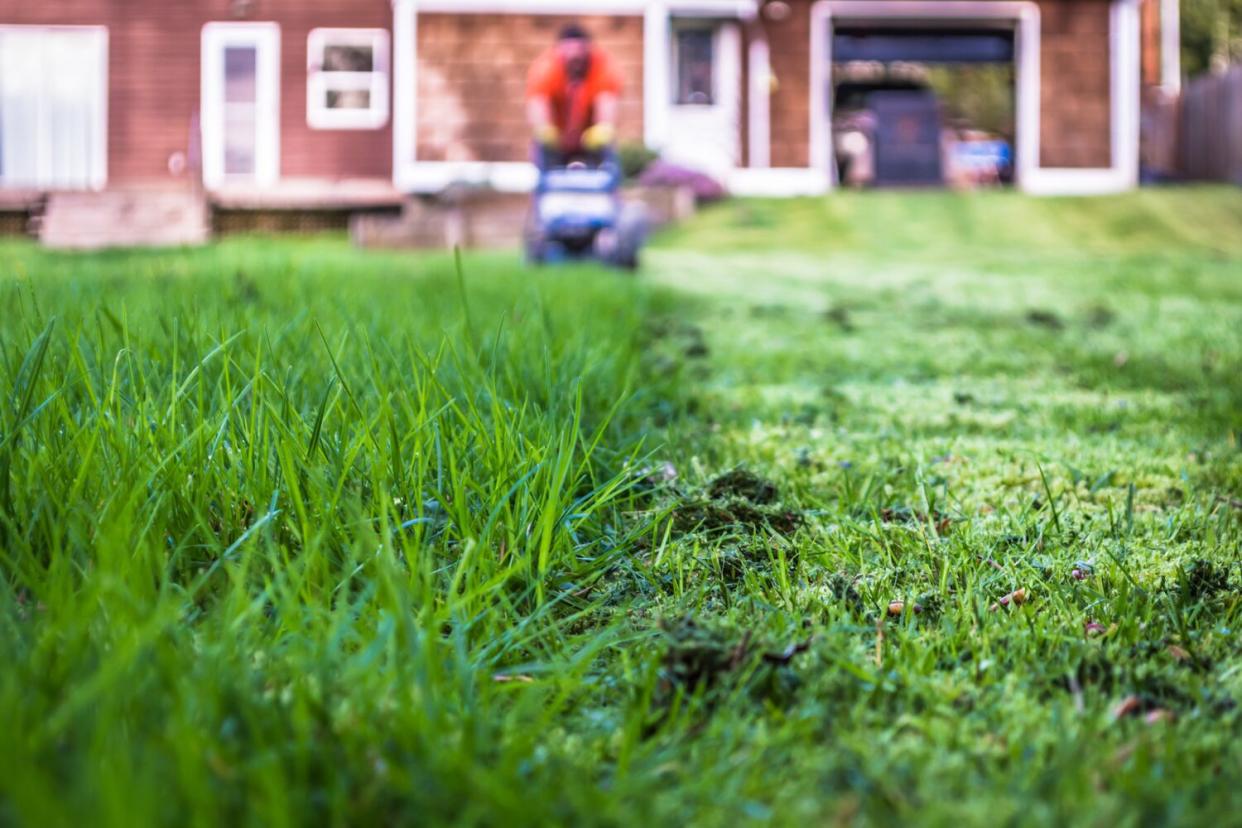 mowing lawn