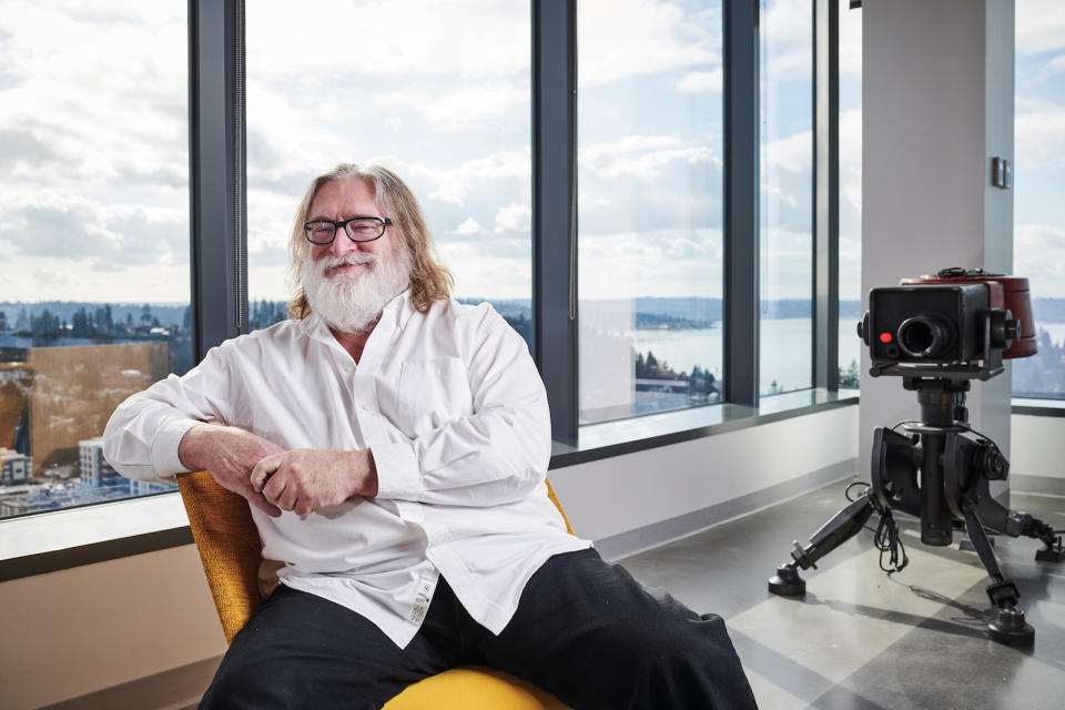 BELLEVUE, UNITED STATES - FEBRUARY 26: Portrait of American video game developer Gabe Newell, photographed at Valve Corporationâ€™s offices in Bellevue, Washington, on February 26, 2020. (Photo by Olly Curtis/Future Publishing via Getty Images) *** Local Caption *** Gabe Newell