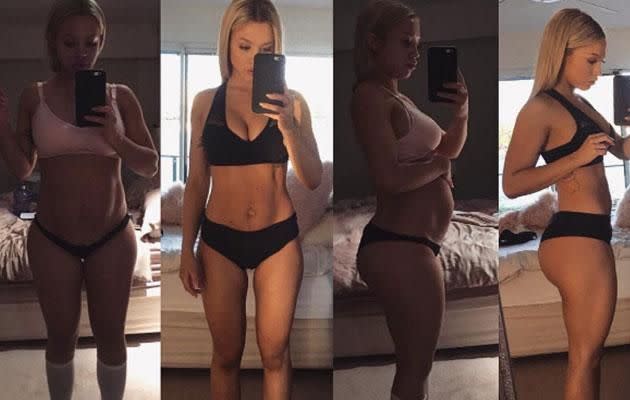 Tammy admits she worked out up until a few weeks out from the birth. Photo: Instagram/tammyhembrow