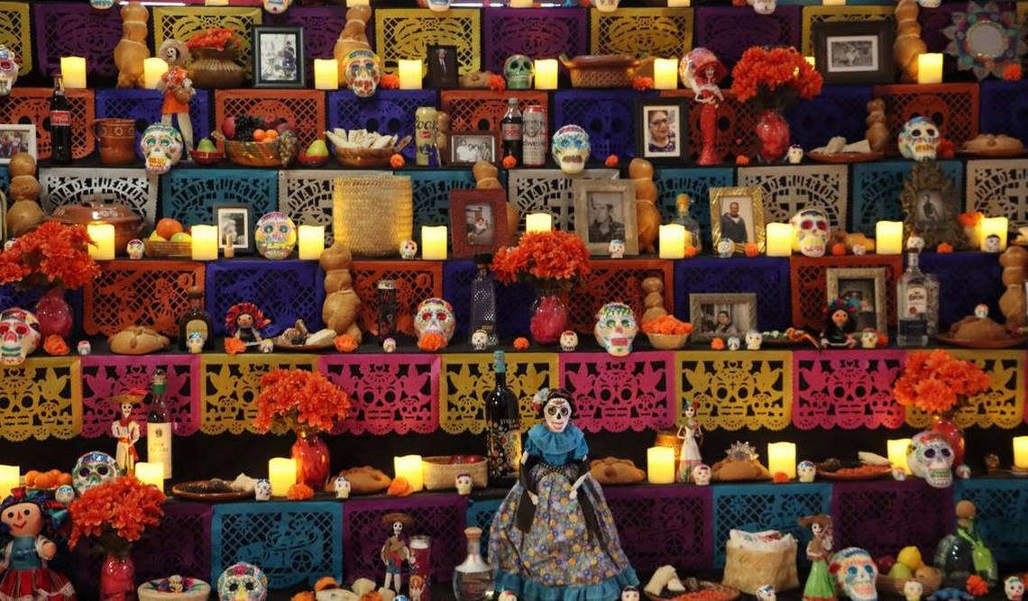 The Day of the Dead exhibit titled ‘La Añoranza/The Longing’ at Arte Américas features a large ofrenda (altar).