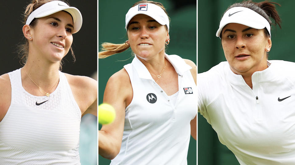 Belinda Bencic, Sofia Kenin and Bianca Andreescu, pictured here in action at Wimbledon.