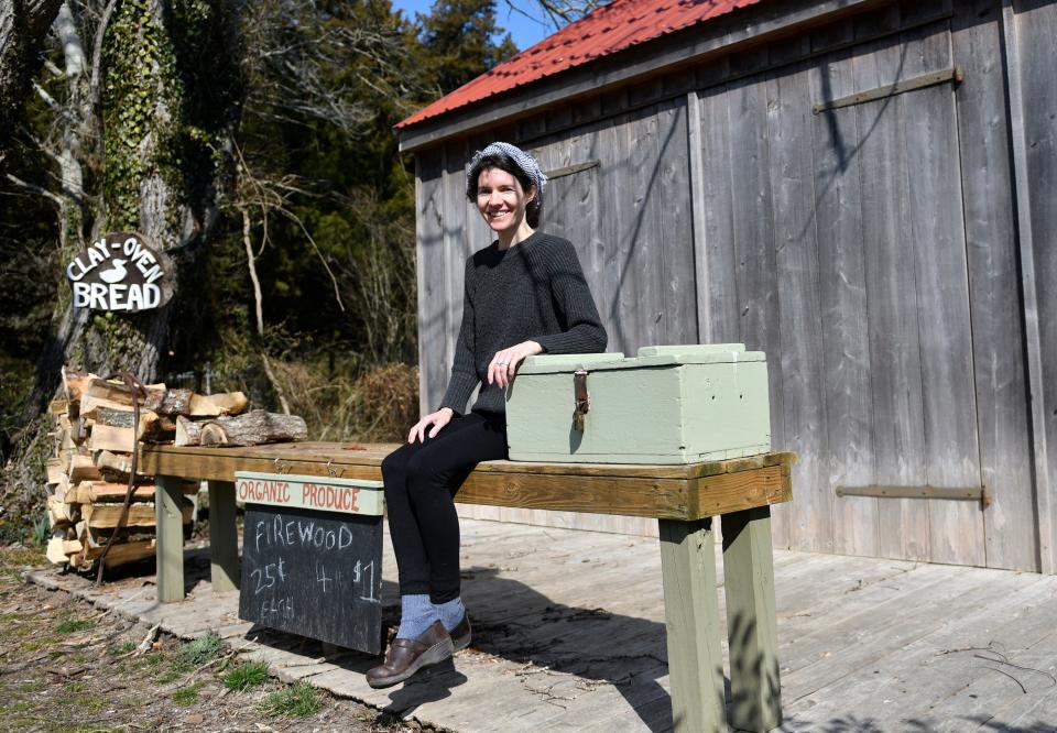 Elizabeth Degener, known as the Cape May Bread Lady, poses at her roadside bread stand at Enfin Farms. Mar. 11, 2021.