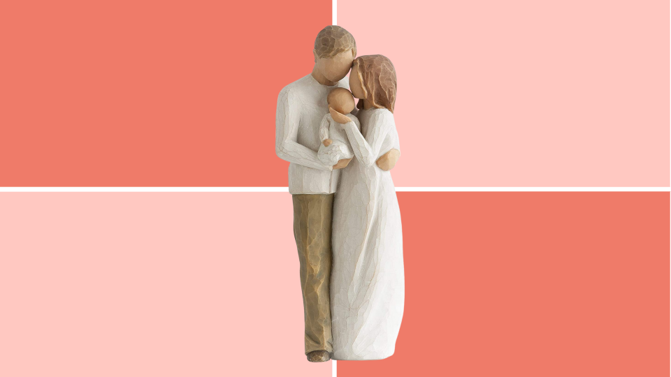 To capture the first days with your snuggling newborn, this family figure is lovely memorabilia.