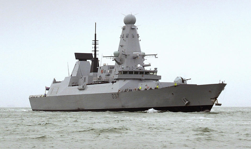This undated Ministry of Defence handout shows the HMS Duncan, a Type 45 Destroyer, which will relieve HMS Montrose in the region as Iran threatens to disrupt shipping. Iran on Friday, July 12, 2019 demanded the British navy release an Iranian oil tanker seized last week off Gibraltar, accusing London of playing a “dangerous game” and threatening retribution. British media reported a second warship, the destroyer HMS Duncan, was being sent to the Persian Gulf to operate alongside the Royal Navy’s HMS Montrose frigate and American forces, and would be there in a few days. The British Ministry of Defense refused to comment. (Ben Sutton/Ministry of Defence via AP)