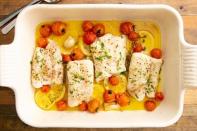 <p>This recipe is a no brainer and will give you sweet, fall apart tender cod on your table in no time</p><p>Get the <a href="https://www.delish.com/uk/cooking/recipes/a29733946/best-baked-cod-fish-recipe/" rel="nofollow noopener" target="_blank" data-ylk="slk:Baked Cod;elm:context_link;itc:0;sec:content-canvas" class="link ">Baked Cod</a> recipe. </p>