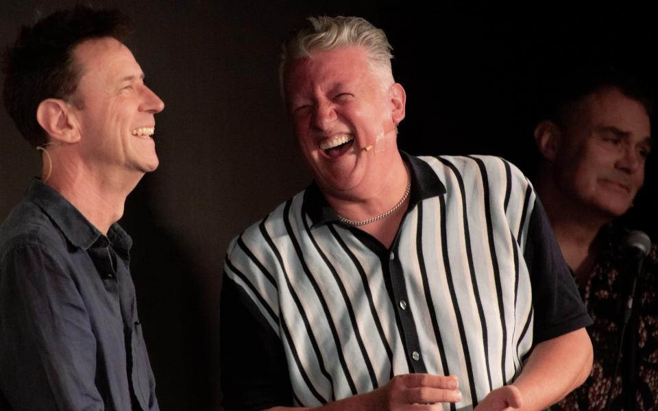 Andy Smart at the Comedy Store with Lee Simpson, left, and Neil Mullarkey - The Comedy Store