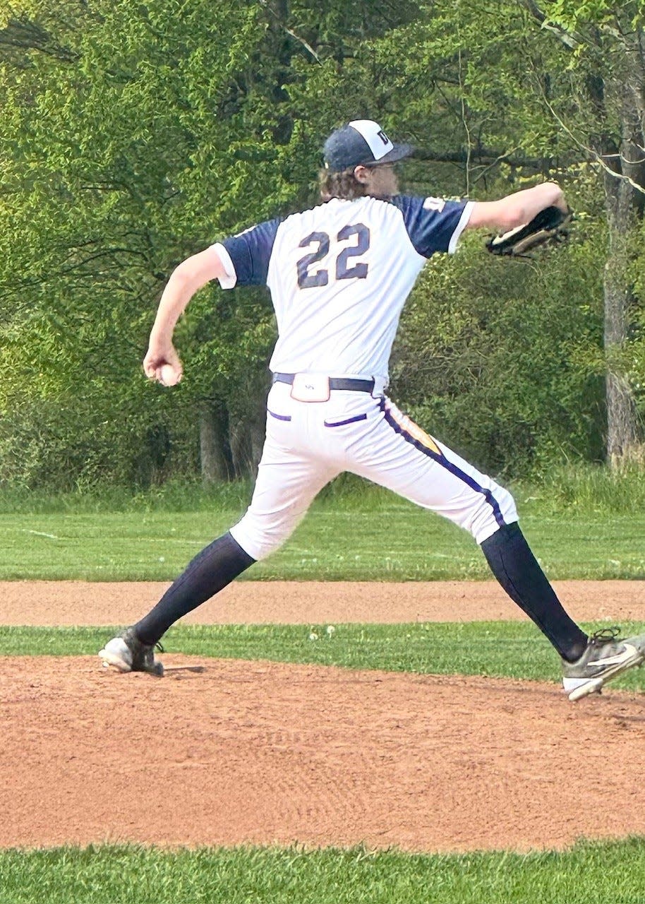 Delaware Valley's Ryan Auten pitches against Bernards in a baseball game on April 30, 2024