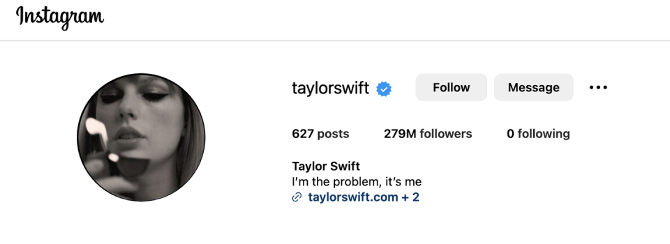 taylor swift's instagram photo changed