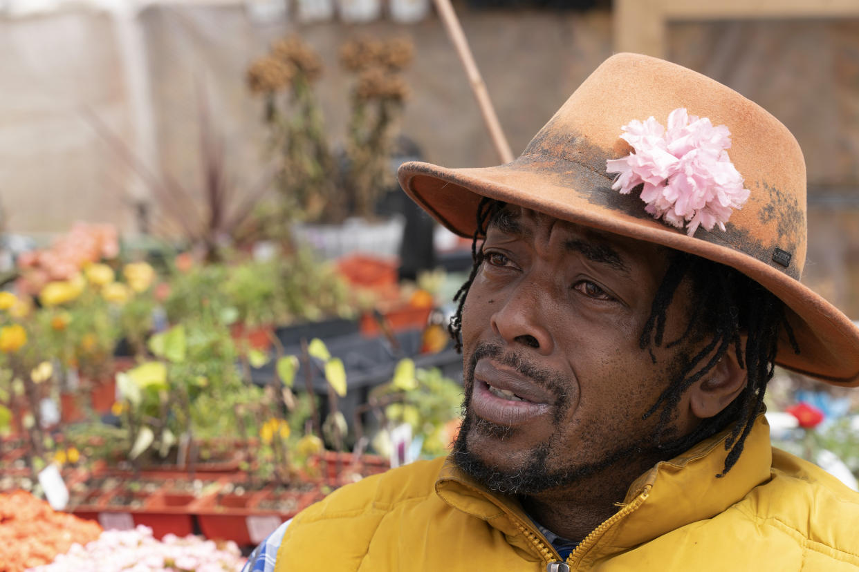 Jay Webb, a friend of George Floyd's, is in charge of planting at George Floyd Square. (Judy Griesedieck for Yahoo News)