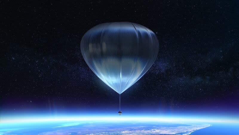 An artist rendering of what explorers onboard Spaceship Neptune, taking flight commercially from the end of 2024, will experience as they safely ascend to the edge of space in the climate-controlled, pressurized capsule, propelled by a patented SpaceBalloon, absorbing the phenomenal beauty of Earth from space.