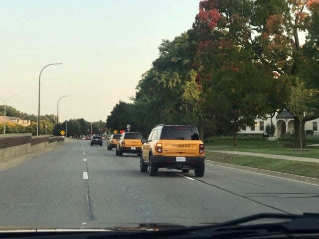 The all-new 2021 Ford Bronco Sport was sighted on Thursday, September 24, 2020 about 6:45 p.m. traveling southbound on Woodward Avenue south of I-696 in Pleasant Ridge.