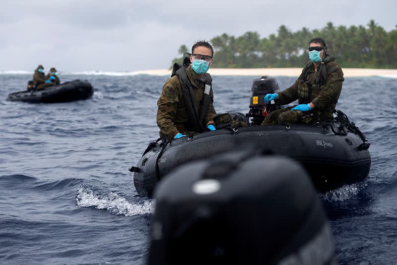 Sailors stranded on a Micronesian island