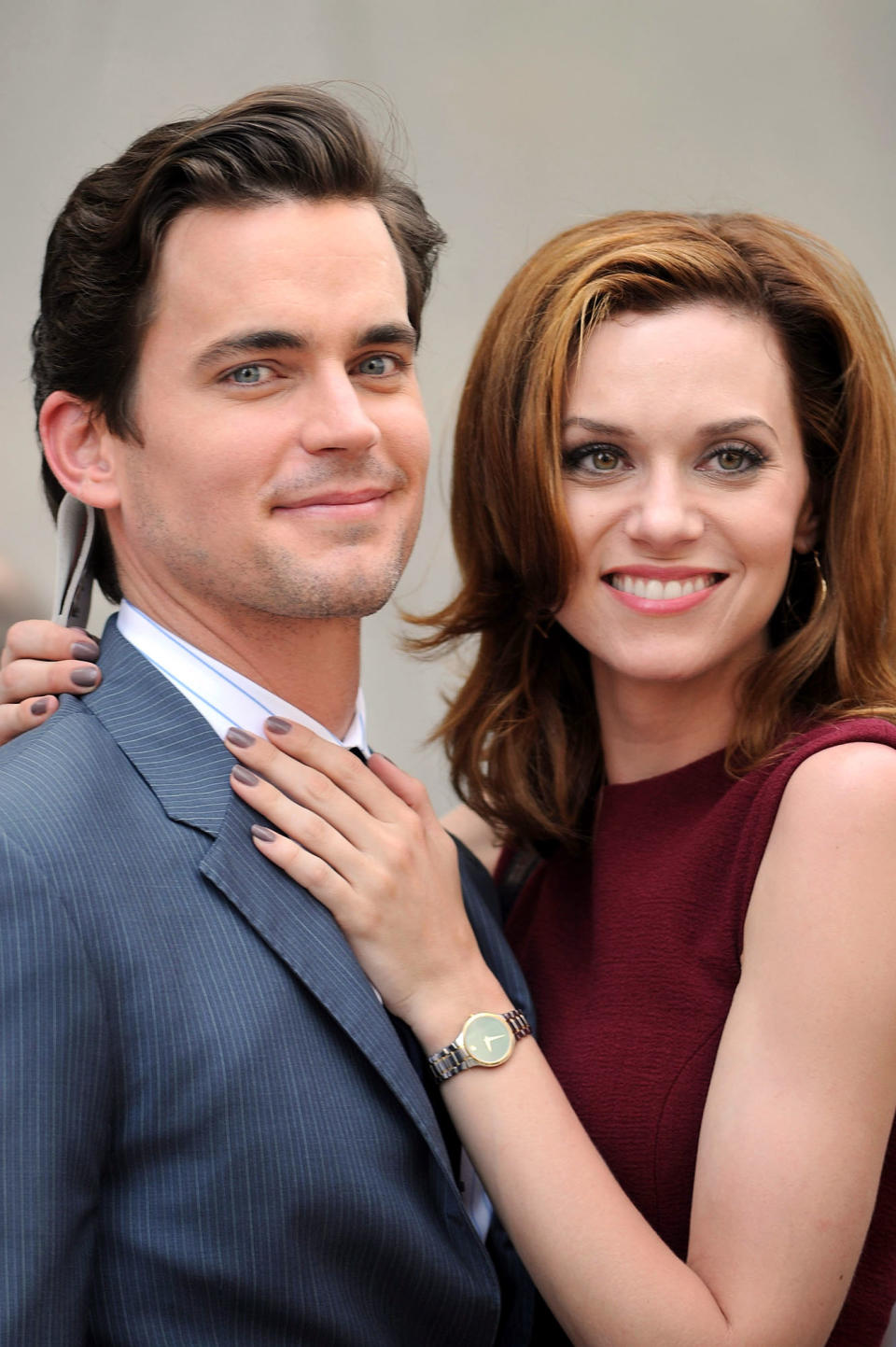 Matt Bomer and Hilarie Burton on the set of 'White Collar' in 2011.