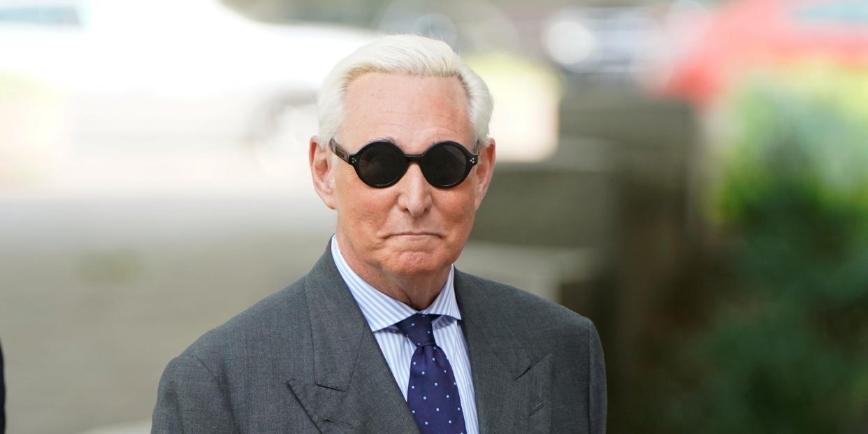 Roger Stone, longtime political ally of U.S. President Donald Trump, arrives for a status hearing in the criminal case against him brought by Special Counsel Robert Mueller at U.S. District Court in Washington, U.S., April 30, 2019. REUTERS/Joshua Robertsle