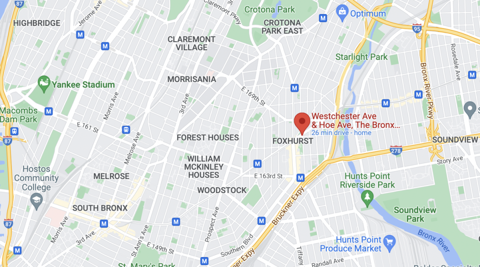 The crash occurred on the corner of Hoe and Westchester Aves in The Bronx (Google Maps)